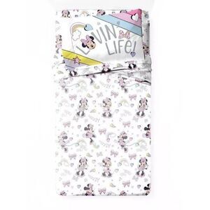Disney Minnie Mouse Kids Bedding Twin Sheet Set White Pink Pllwcase Flat Fitted
